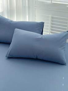 Camel Brushed Soft & Comfortable 3 PiecesBed Sheet Set - Dusty Blue - View 6