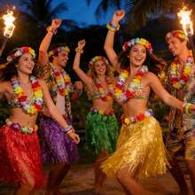 Bộ 7 váy cỏ kiểu Hawaii nhiệt đới - Hoàn hảo cho các bữa tiệc hóa trang, tiệc váy cỏ, tiệc mùa hè dành cho người lớn, tiệc sinh nhật và Halloween. - Nhiều màu - Xem 2