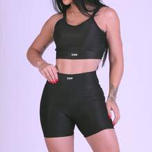 Kit Of 2 Bee Zero Transparency Premium Comfortable Fitness Sets: High-Waisted Shorts, Cropped Top With Padding, Perfect For Workouts And Gyms - Black and Purple - View 2