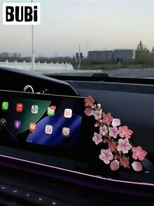 Pink 3D Car Sticker Decor, Gift For Women/Girls On Valentine's Day Or Birthday, Suitable For Air Vent, Dashboard, Screen, Auto Accessories - Flowers - View 7