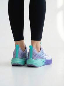 EDIXIM Zapatillas de running profesionales para mujeres, ligeras, con absorción de impactos y transpirables para saltar la cuerda, aeróbic, maratón, trotar - Morado - Ver 4