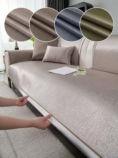 SANMOSPIN 1 chiếc vỏ đệm sofa mùa hè mát mẻ, chất liệu lụa, kiểu dáng hiện đại tối giản, màu trơn, có thể giặt máy, phù hợp với sofa 1-4 chỗ ngồi trong phòng ngủ, phòng khách, phòng học, văn phòng.