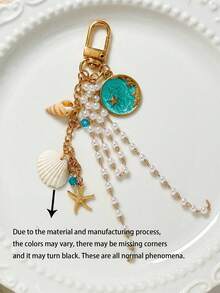 1pc Ocean Theme Faux Pearl Shell Necklace, Fashionable Shell Pendant For Summer Beach Style Bag Charm Accessories Charms For Bag Teacher Gifts Accessories Keychain Accessories Key Chain Festival Graduation Teacher Appreciation Gifts Birthday Mother Gifts Mothers Day Gift - Multicolor - View 7