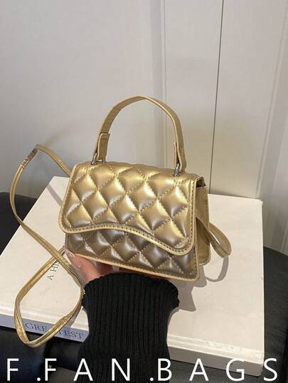 2026菱形刺绣线女士休闲时尚春季简约大容量纯色手提包单肩包