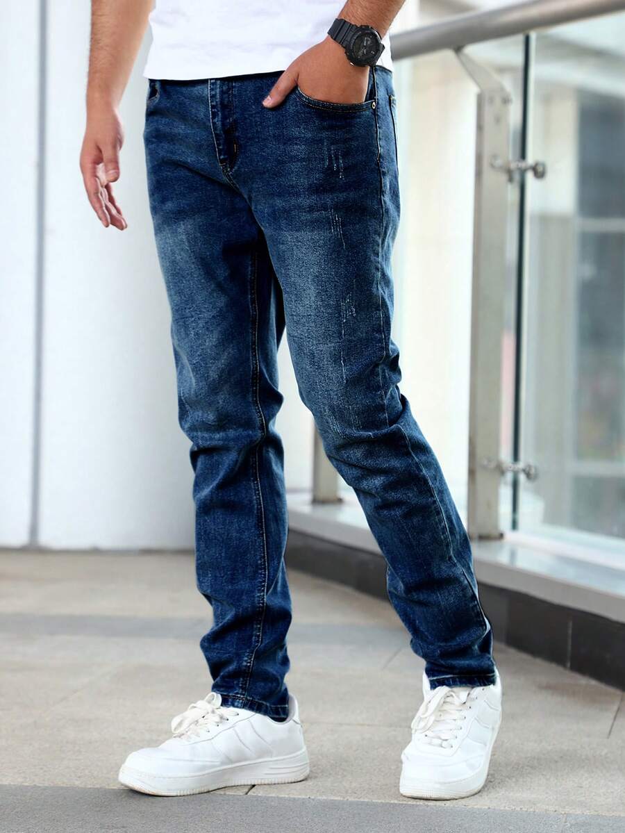 Men's Slim Fit Stretch Denim Jeans - Dark Wash - View 1