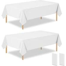 Party Solids 4/8 Pack Premium Plastic Tablecloth 54in. X 108in. Rectangle Plastic Table 8/4PCS Set - White - View 12