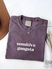 Sensitive Gangsta  Quote T-Shirt Meme God Forbid L'm A Sensitive GangsterGraphic Tee,ImAMommyMamacita T-Shirt Gift For Hereasterback To Schoolvacation - 紫色 - 查看 15