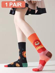 1 Pair Unisex Assorted Color Asymmetric Design Novelty Cartoon Crew Socks - Multicolor - View 17