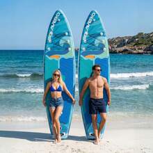 335cm Inflatable SUP Board With Accessories, 3 Removable Fins & Adjustable Paddle | Non-Slip Adult Paddle Board In Various Designs For All Water Activities - Waves - View 2