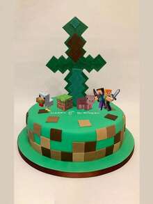 Minecraft 25 قطعة من تزيينات كعكة بموضوع ماينكرافت - ستيف، ألكس، شخصيات الكعكة، اكسسوارات كعكة عيد الميلاد - موضوع ماينكرافت - مشاهدة 5