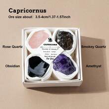 1box 12 Constellation Crystal Energy Gift Set, Raw Stone Crystals & Chakra Quartz Amulets For Reiki Healing, Divination & Home Decoration - Twelve Constellations Stone Box - View 20