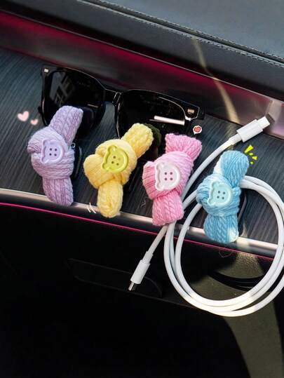 2pcs Cute Knitted Twist Hook, Multi-Function Car Front Seat Storage Hook, Car Interior Decor Hook