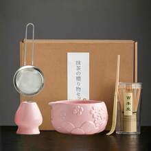 1pc/5pcs Sakura Gradient Matcha Tea Set, Includes Matcha Bowl, Matcha Whisk, Matcha Cup, Stirrer, Tea Spoon, Tea Bowl Set, Matcha Preparation Tools, Dessert & Beverage Making Tools, Japanese Gift Box, Matsushiro Matcha Stirring Set, Gift For Matcha Lovers - Multicolor - View 7