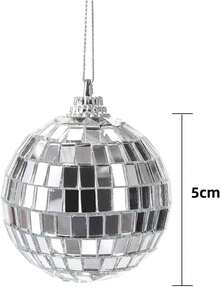 Set de 35 Bolas de Espejos en Diferentes Tamaños - Decoración Retro para Fiestas de los 70s y 90s, Bodas y Pasteles, Incluye Cuerda para Colgar (5cm) - 5 cm - Ver 3