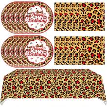 41 piezas de safari para baby shower, decoración de fiesta temática de safari en la selva, vajilla de animales, baby shower, platos de papel, servilletas, mantel, baby shower, niños, selva, safari - Decoraciones de fiesta con estampado de guepardo - Ver 2