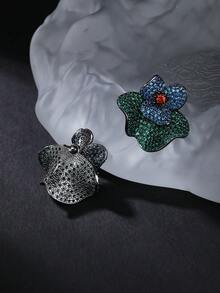 1 Pair Luxury Jewelry Style Copper Micro-Inlaid Cubic Zirconia Flower Pendant Earrings, Suitable For Evening Gowns And Party Wear - Gorgeous Earrings - View 4