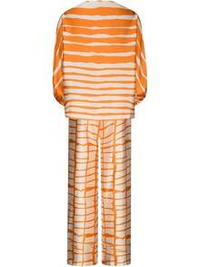 Off Shoulder Jumpsuit For Women, Multiple Colors Geometric Print Lantern Sleeve One Piece, Evening Party Glamorous Formal Outfit - Yellow - View 4