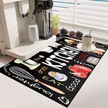 1 pieza Alfombrilla de secado de platos y tazones para la cocina con estampado de patrón de café, súper absorbente que oculta las manchas, con respaldo de goma, multiusos para comedor y cocina, adecuada para cafetera, tazones, platos y rejilla de secado - HL LSD604 - Ver 7