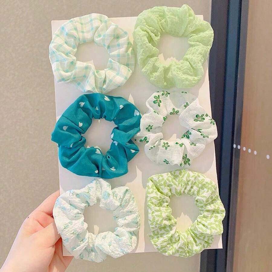 6个/套 新款可爱不伤发大号发圈发饰,可爱发绳和花朵发圈,适合女孩扎马尾辫,发圈,橡皮筋,发绳,弹性发圈,旅行,生日礼物 - 淺綠色 - 查看 1