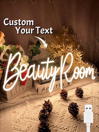 1 biển hiệu đèn neon cho thẩm mỹ viện, thích hợp cho spa, tiệm nail, studio lông mày & lông mi, trang trí nghệ thuật đèn LED treo tường cho cửa hàng thương mại, tiệm cắt tóc, đèn LED trắng ấm, nguồn USB 5V.