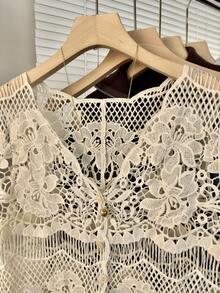 Áo khoác cardigan dệt kim tua rua Wixra, kiểu dáng thường ngày đa năng. - Màu be - Xem 4