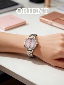 Orient Đồng hồ nữ mặt số khảm ngọc trai và xà cừ, vỏ thép không gỉ mạ bạc, hiển thị ngày bằng chữ số La Mã, kiểu dáng thanh lịch, thích hợp cho các buổi hẹn hò, cuối tuần, tiệc tùng, lễ tốt nghiệp, phù dâu, ngày lễ, quà tặng. - Tấm khảm xà cừ bạc - Xem 2