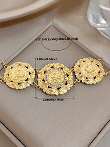 1 pieza Pulsera con marco floral ornamentado chapado en oro de 18K con circonita, joyería de acero inoxidable para mujeres y señoras, joyería bohemia de verano para la playa, regalo para mamá, para fiestas diarias, galas, bodas, San Valentín, aniversarios, festivales de música, Navidad, citas, Día de Pascua - Multicolor - Ver 6