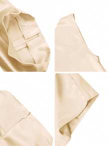 Women's Elegant Solid Satin Blouse, Suitable For Dates And Office Wear Summer - Champagne - View 4