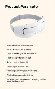 Haier Das HHZ-E302M Augenmassagegerät mit beheizter Augenmaske und 3D-Fingerspitzenmassagekopf mit visueller Punktvibration stimuliert die Akupunkturpunkte rund um die Augen, umschließt diese sanft und massiert sie mit konstanter Temperatur. Es lindert Tränensäcke und ist ein ideales Geschenk für Eltern und Kinder. - Übersicht 8