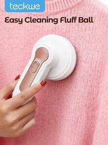 Teckwe 可充电便携式电动除毛器，织物剃毛器，有效快速去除家具、地毯、衣物上的绒毛、毛球和线头，清洁工具 - 白色 - 查看 1