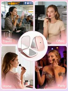 Miroir de maquillage LED portable et pliable, à main, rechargeable par USB, à double face, compact et portable, avec éclairage. Miroir de maquillage portable pliable avec lumière, de taille portefeuille/poche. Miroir de maquillage décoratif éclairé. Miroir de maquillage LED portable, convient pour la décoration de la maison, la salle de bain, la coiffeuse, la chambre, les voyages, le dortoir - un cadeau charmant pour les filles - Multicolore - Voir 9