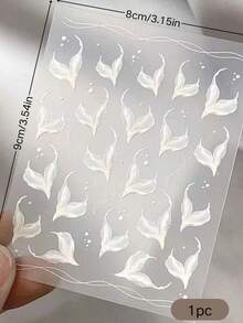 1pc White Fish Tail Eye Makeup Sticker, Pearl Teardrop Sticker, Sweet Mermaid Makeup, Stage Makeup, Pure Aesthetic Photo Decor Sticker,Concert Look,Face Gems - Multicolor - View 7