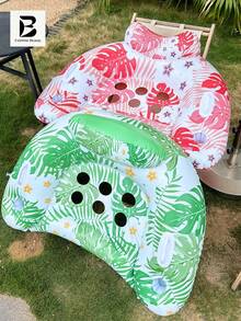 1 Stück aufblasbarer Lounge-Stuhl, Schildkrötenpanzer- und Stern-Elemente, mit Griff und 2 Getränkehaltern, Wasser-Sofa, faltbar, geeignet für Schwimmbad und Outdoor-Sonnenbaden, Luftpumpe optional - U-förmiges Schildkrötenpanzerblatt - Übersicht 4