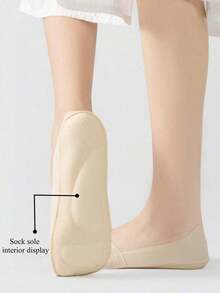 1/3 Pairs Of Business And Leisure Women Wear Socks With High Heels, Breathable Invisible Socks, Women's Boat Socks That Do Not Fall Off The Heel, And Socks That Relieve Foot Fatigue.Large Socks - 多色 2 - 查看 3