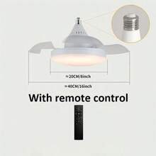 3-Speed Remote Controlled Retractable Ceiling Fan With LED Light, Invisible Crystal Acrylic Fan, Silent, For Dining Room, Bedroom, Living Room - White - View 11