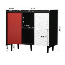 Sideboard/Display Cabinet, Black Furniture With Blue Doors, 2 Drawers With Single Panel And 2 Open Storage Compartments, Modern Furniture For Coffee Bar, Auxiliary Furniture For Kitchen, Dining Room. - 紅色 - 查看 3