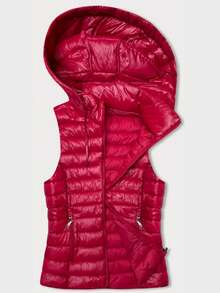 Quilted hooded vest, Vest with a detachable hood, Fitted cut, Zipper closure, 2 pockets, Lightly padded with synthetic down, Hip-length, casual, Spring/Autumn - 紅色 - 查看 3