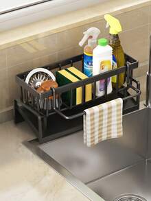 1pc Multifunctional Sink Drain Rack, Sponge Holder, Kitchen Utensil Drainer, Spherical Sink Dishwasher Storage Rack, Upgraded Material. Kitchen Storage Rack, Sink Towel And Mat, Sink Storage Rack. - Multicolor - View 7