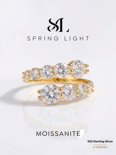 1 chiếc nhẫn bạc 925 đính đá Moissanite tròn 0.8ct, có thể điều chỉnh kích cỡ, thanh lịch và sang trọng, thích hợp làm quà tặng đính hôn, cưới, quà tặng bạn thân, sinh nhật, kỷ niệm hoặc các dịp đặc biệt khác. Trang sức cô dâu.