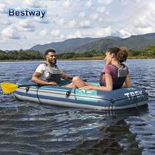 Bestway 61153 2 Person Inflatable Kayak - Durable PVC Material, Large Adventure Boat, Kit Format, Highly Buoyant And Stable, Coastal Fishing, Rafting - Grey - View 2