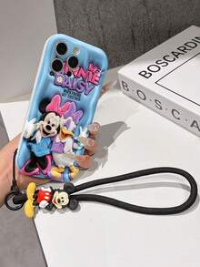 This Disney Mickey Mouse Lanyard Phone Case Is Fully Covered In TPU Material. It's Shockproof, Lightweight, And Compatible With IPhone17/16/11/13/15/15 Plus/15 Pro/15 Pro Max/12/14 Pro Max/11 Pro Max/12 Pro/12 Pro Max/13. This Phone Case Makes A Popular Birthday Gift Or Business Gift; It's Durable, Stain- And Fingerprint Resistant, And Suitable For Both Men And Women. The Set Also Includes A Mickey Mouse Phone Case And A Mickey Mouse Plush Bracelet. It's A Perfect Gift For Friends And Family. This Stylish Phone Case Is Fun, Lightweight, And Durable. IPhone17 Pro Max Phone Case, Minnie Mouse Phone Case. - trắng - Xem 4