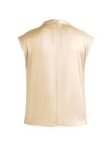 Women's Elegant Solid Satin Blouse, Suitable For Dates And Office Wear Summer - Champagne - View 6