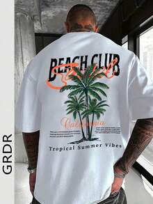 GRDR Plus Size Men's Black Minimalist Printed Round Neck Short Sleeve T-Shirt, Suitable For Summer Wear, Comfortable & Breathable, Leading Fashion - White - View 2