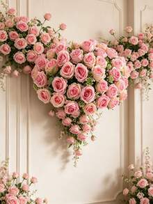 1/3 Buket Mawar Buatan - Mawar Kain dengan Daun Eucalyptus dan Peoni, Cocok untuk Dekorasi Pernikahan, Pajangan, Bunga Buatan Musim Semi, Tanpa Wadah, Cocok untuk Berbagai Jenis Ruangan, Pajangan Meja, Hari Valentine - Berwarna merah muda - View 5