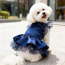 春夏宠物婚礼礼服，优雅高贵的小型/中型犬新娘礼服，可爱公主风婚礼派对生日节日摄影服装 - 紅色 - 查看 7