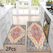 2D Retro Bohemian Style Printed Pattern Rug, Soft Floor Mat For Entryway, Porch, Indoor Use - Washable Carpet For Living Room, Bathroom, Bedroom, Game Room, Laundry Room, Dorm Decor - Multicolor - View 13