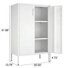 Weißer Stahlschrank mit 2 Türen und 2 verstellbaren Einlegeböden, multifunktionaler Schrank für Wohnzimmer, Küche, Schlafzimmer, Garage, Werkzeugaufbewahrung und Büroorganisation - Weiss - Übersicht 9