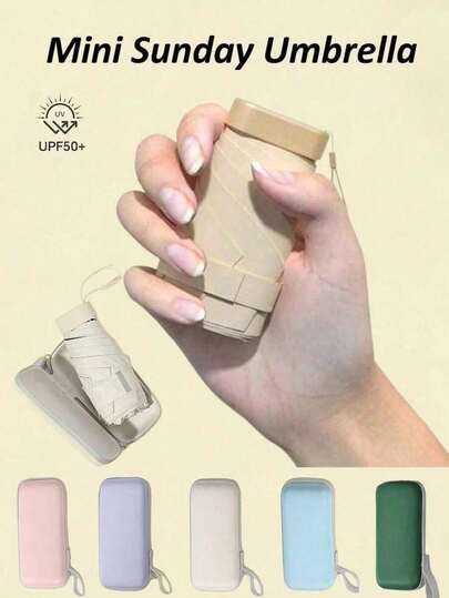 Mini Folding Umbrella 5-Fold Ultra-Light Compact Windproof Waterproof Portable Travel Umbrella Women's Sun Protection UV Blocking Parasol Dual Use Sunshade Rainwear Unisex 99% UV Protection Minimalist Sophisticated FLYH