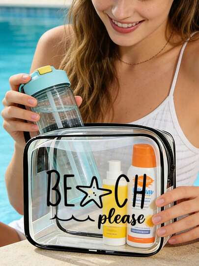 Large Capacity Waterproof PVC Travel Organizer Bag - Waterproof Swim Bag, Toiletry Bag, Cosmetic Bag, Diving Bag. Featuring Zipper Closure Design And Starfish Pattern. Ideal For Storing Travel Documents, Passports, Fashionable Glasses, Skincare Products And Other Travel Essentials. Perfect For Beach Vacation, Also An Excellent Gift For Sisters, Friends, Family. Suitable For Back To School, Mother's Day, Summer Party, Pool Party, Valentine's Day, Anniversary, Wedding Season And Birthday.