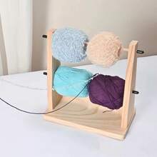 1pc Wooden Double-Layer Yarn Holder, Manual Vertical Rotating Yarn Ball Rack, Handmade Detachable Frame, Yarn Storage Organizer, DIY Craft - Multicolor - View 4